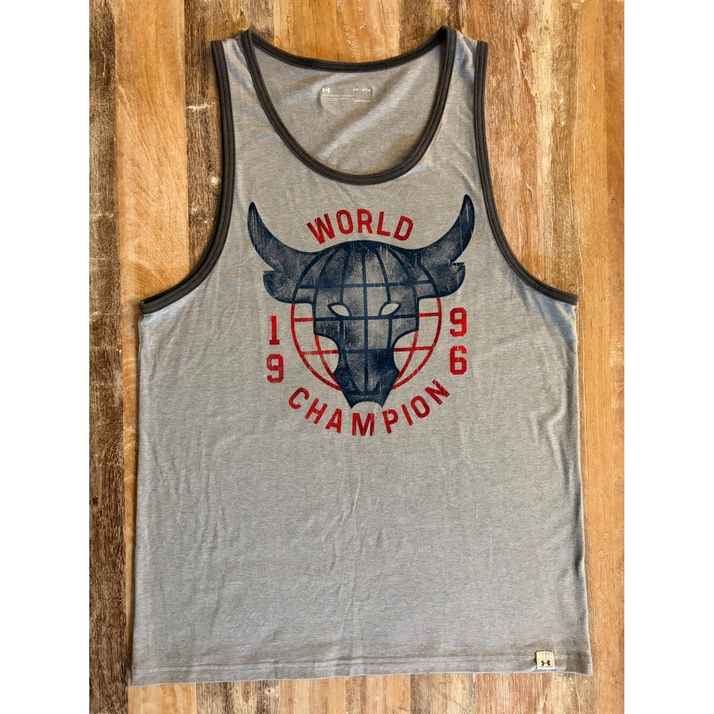 Under Armour Project Rock World Champion 1996 Brahma Bull Tank Top Mens Medium